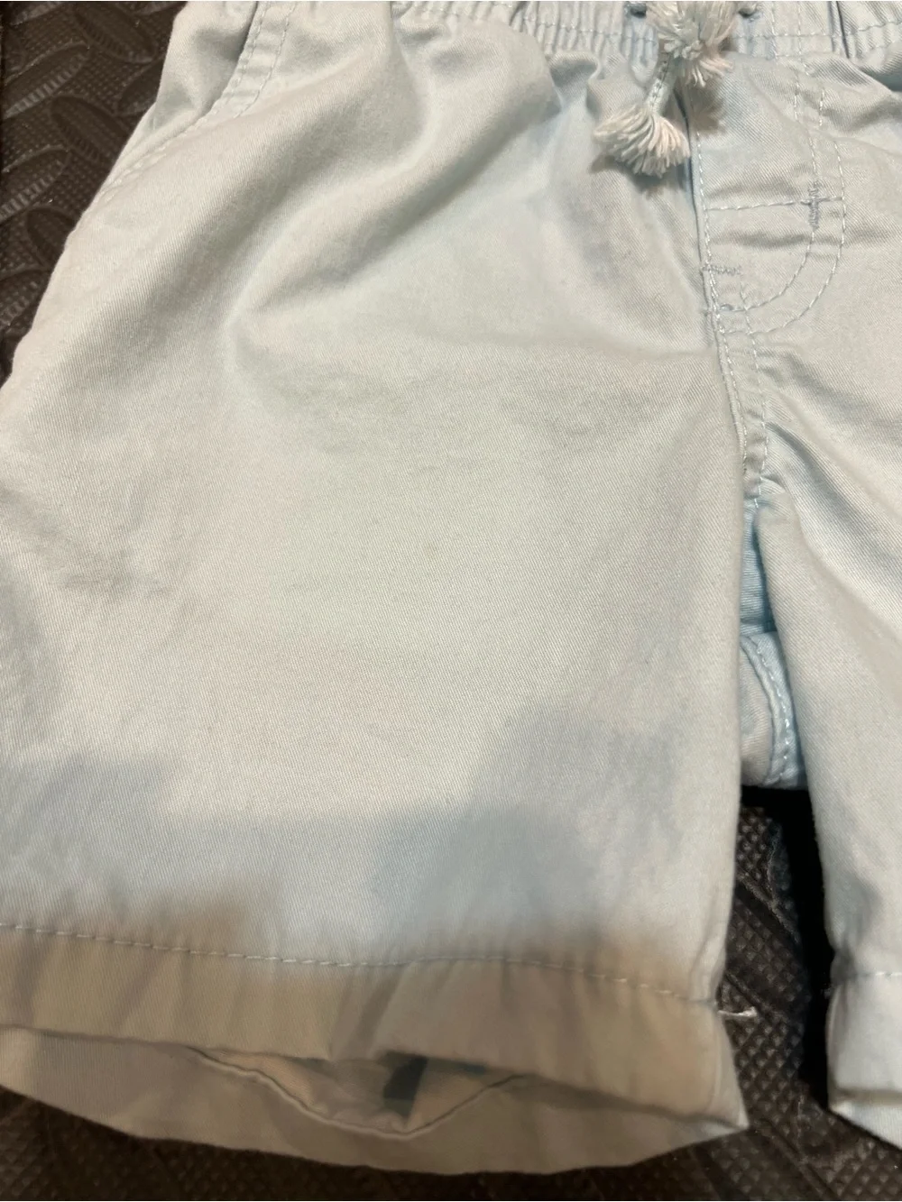 Cat & Jack Cream Tee with Orange & Light Blue Stripes + Light Blue Shorts